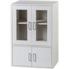 Iris Ohyama, Vetrina/Armadio con ripiani e maniglia per ante/Armadio in legno/Scaffale per libri con ante, Ripiano regolabile in altezza 3,2 cm, Cucina, Soggiorno - Cabinet - GKN-9060 - Quercia Bianco