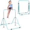 HOMCOM Sbarra per Trazioni Pieghevole per Bambini 3+ Anni, Sbarra Ginnastica Artistica con Altezze Regolabili in 5 Posizioni e Struttura in Acciaio, 154x106.2x88.5-128.5cm, Verde
