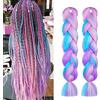 Aomig Extension per capelli intrecciate, 2 pezzi, 4 tonalità colorate, extension sintetiche jumbo, trecce sintetiche alla moda, per intrecciare trecce intrecciate per capelli da donna