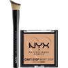 NYX Professional Makeup Fondotinta in Polvere Can't Stop Won't Stop 06 Tan Opacizzante e Matificante + Pennello Viso Total Control Drop con Setole Angolate - Set da 2