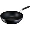 Lagostina Tempra, Wok 28 cm, Rivestimento Titanium Antiaderente Antigraffio e Fondo in Acciaio Inox Indeformabile, Manico Rivettato Acciaio e Silicone, per Tutte le Fonti di Calore Inclusa Induzione
