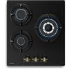 Klarstein Victoria Piano Cottura Gas 3 Fuochi, 6050W, 45cm, Vetro, GPL & Metano, Accensione Elettrica, Sicurezza Fiamma, Stile Retrò, Fornello a Gas, Kit Incluso, Nero
