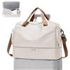 WEPLAN Borsone da Viaggio Donna Bagaglio a Mano Easyjet 45x36x20 Borsa da Viaggio Donna Uomo Borsone Palestra con Scomparto per le Scarpe Travel Bag Borsa Sportiva Cabina Weekend,C01-Beige con Marrone