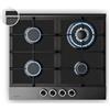 Klarstein Verosteel Piano Cottura Gas 60cm - 4 Fuochi, 8000W, Vetro & Acciaio Inox, GPL/Naturale, Accensione Elettrica, Sicurezza Fiamma, Fornello a Gas Cucina, Acciaio inossidabile nero