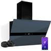 Klarstein WiFusion - Cappa da Cucina, 60cm, Cappa Aspirante, 680 m³/ora, WiFi & Touch Control, LED 6000-6500K, Efficienza Energetica A++, Motore: 110W, Grigio-Blu, Filtro al Carbone