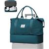 WEPLAN Borsone da Viaggio Donna Bagaglio a Mano 40x30x20 Ryanair Wizzair Borsa da Viaggio Donna Uomo Borsone Palestra con Scomparto per le Scarpe Travel Bag Borsa Sportiva Weekend,A24-Blu Pavone