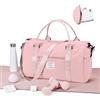 WEPLAN Borsone Palestra Donna Uomo Borsa Palestra con Scomparto Scarpe e Tasca Umida Borsone da Viaggio Weekend Borsa Sportiva Piscina Donna Impermeabile Gym Bag Duffel Bag,A2-Rosa