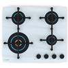Klarstein Illuminosa 4 - Piano Cottura a Gas, 4 Bruciatori Sabaf, Wok: 4 kW, Vetro Temperato, Accensione Elettrica, Sicurezza per Interruzione della Fiamma, Compatibile con Gas Naturale & GPL, Bianco