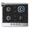 Klarstein Verosteel Piano Cottura Gas 60cm - 4 Fuochi, 8000W, Vetro & Acciaio Inox, GPL/Naturale, Accensione Elettrica, Sicurezza Fiamma, Fornello a Gas, Kit Regolatore Incluso, Acciaio inossidabile