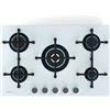 Klarstein Illuminosa 5 - Piano Cottura a Gas, 5 Bruciatori Sabaf, Wok: 4 kW, Vetro Temperato, Accensione Elettrica, Sicurezza per Interruzione della Fiamma, Compatibile con Gas Naturale & GPL, Bianco