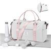 WEPLAN Borsone Palestra Donna Uomo Borsa Palestra con Scomparto Scarpe e Tasca Umida Borsone da Viaggio Weekend Borsa Sportiva Piscina Donna Impermeabile Gym Bag Duffel Bag,A12-Grigio con Rosa