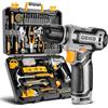 DEKO Cassetta Attrezzi Completa con Trapano Avvitatore Batteria 12V, 133 Pezzi Valigetta con Set Completo di Punte (Grigio)