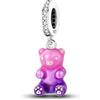 Unique Charm Orsetto Gommoso in Argento 925 con Smalto Rosa e Viola per Pandora