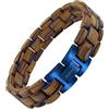 Holzwerk Germany Holzwerk - Bracciale in legno naturale per uomo e donna, in legno, da uomo, colore marrone, blu, regolabile, con brevi e scatola di immagazzinaggio