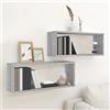 Tonture 2 scaffali a cubo, in legno Sonoma, 60 x 15 x 23 cm, per soggiorno, camera da letto, cucina, ufficio, salvaspazio e ordinato, colore: grigio