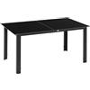 Outsunny Tavolo da Giardino con Piano in Vetro Temperato 150x90 cm per 6 Persone, Tavola da Pranzo da Esterno Rettangolare in Alluminio, per Patio, Terrazzo, Balcone, Nero