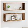 Tonture 2 scaffali da parete in legno anticato, 80 x 15 x 26 cm, mensola sospesa per soggiorno, camera da letto, cucina, salvaspazio, organizer decorativo