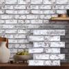 COMSTICKC Pannelli Adesivi per Pietra 3D, 10 Pezzi 30x30cm | Mattoni 3D Adesivi Murali, PVC Pannello Finta Pietra per Decorativi Pareti Interne Cucina, Bagno, Soggiorno (Bianco-2)