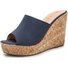 CRETUAO Sandali con Zeppa in Sughero con Zeppa da Donna,Comodi Sandali Antiscivolo con Tacco Alto in Spiaggia,Sandali con Tacco Alto e Sexy con Punta Aperta,Blu,37 EU