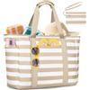 KTUEOV Borsa Mare Donna Grande, Borsa Spiaggia XXL Famiglia 45L Impermeabile Borse Mare con Cerniera Pieghevole Leggera Borse Beach Tote Bag per Spiaggia,Viaggio,Vacanza