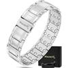 MagnetRX® Bracciale Magnetico Uomo in Titanio con Triplo Spessore - Bracciale Magnetico Terapeutico con Chiusura Pieghevole di Alta Qualità e Lunghezza Regolabile con Strumento di Misura, 23 cm