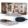 Mesqool Sveglia digitale a specchio con vibrazione, grande display a LED, sveglia per dormiente profondo, sveglia vibrante con doppia sveglia, porta USB, allarme a specchio, luminosità regolabile
