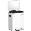 SONGMICS Pattumiera Cucina 2 x 20L, Pattumiera per Raccolta Differenziata, Pattumiera Doppia, 2 Secchi Interni in Plastica, Coperchio a Cerniera, Maniglia, Chiusura Silenziosa, Ermetica, Bianco
