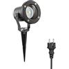 ledscom.de Faretto da giardino con picchetto a terra MIBU per esterni, acciaio inox, nero, incl. lampada LED GU10 (bianco caldo, 5,4W, 510lm, 45°)