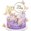 HNLMZ Farfalla Cupcake Topper Decorazioni,22 PCS Happy Birthday Cake Topper,Ragazza Decorazione Festa di Compleanno,per Feste di Compleanno, Matrimoni, Decorazioni Murali(Rosa+Viola)