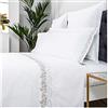 COTTON ARTean Set di lenzuola ricamate 100% cotone. Percal 200 fili. Modello ZUYANA. Colore: bianco. Letto da 160 x 190/200 cm. 100% cotone percalle