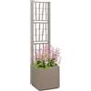 vidaXL Vaso da Giardino con Trellis Marrone Chiaro 36 x 36 x 140 cm PP, Giardino e Terrazza, Vasi Moderni per Esterni, Materiali Resistenti ai Raggi UV, Scatola per Piante, Trellis per Viti