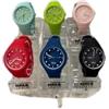 Tinta Unita Orologi Analogici in Silicone, Set da 6 Colori, Nero, Blu, Verde Acqua, Rosso, Rosa, Verde Fluo (Nero)