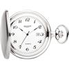 REGENT Orologio da tasca da uomo Savonnette Coperchio pieghevole 47 MM Quarzo Bianco Numeri arabi Data