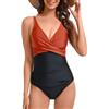Viloree Costumi da Bagno Interi per Donna Scollo a V Costume Intero Donna con Controllo della Pancia Monokini con arricciature Rosso & Nero XL