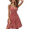 STYLEWORD Abito da Donna con Scollo a V Senza Maniche Abito Estivo Floreale con Spalline Regolabili Abito Longuette Scamiciato Abito da Spiaggia con Tasche