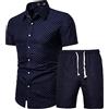 GZYWLKJ Completo da uomo floreale hawaiano, 2 pezzi, camicia a maniche corte e pantaloncini, con bottoni, DC11, S