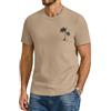 COOFANDY T-Shirt Uomo in Cotone: Collo Rotondo Maniche Corte, Stampa Palma & Colore Solido, Basic Casual Estive Khaki XL