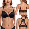 Lemorosy Reggiseno Push Up Donna V Profondo Imbottito Chiusura Anteriore con Ferretto per Taglie Forti Pizzo Schiena Decorativo T-Shirt