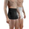 FarmaMed Ecodrytech Pacco da 2 Boxer Uomo, Traspirante, Seamless, Antibatterico, Antiodore, 100% Made in Italy, Colore Nero+Silver, Taglia S/M