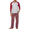 ADOME Pigiama Uomo con Manica Lunga e Pantalone Lungo Primavera e Invernale Set per Dormire Lungo Regolabile in Vita Regalo per Uomo, Rosso, L