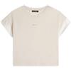 FREDDY T-Shirt Donna Corta in Jersey con Maniche Effetto Seta e Logo Oro Chiaro