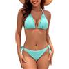 Aunribor Bikini Donna Halter Triangolo Costume da Bagno in Tessuto Jacquard | Lacci regolabili, Vita bassa, Morbide coppe rimovibili, Fibbia dorata, Vacanze e spiaggia, Costumi sexy 2 pezzi
