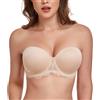 Lemorosy Reggiseno Senza Spalline da Donna Push Up con Ferretto con Coppe Sagomate con Pizzo锛圔eige锛?E锛?New