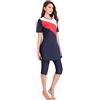 seafanny, Costume da Bagno Islamico da Donna, a Maniche Corte, per Surf, Spiaggia, Burkini(Rosso 42) L