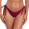 RELLECIGA Donna Slip Swimwear Classico Bikini con Fondo a Laccetti Bottom Burgundy S