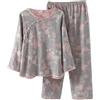 PRINCESS BRIDE Garza Jacquard Cotone Set Pigiama Donna Set Estate Lounge Set Hanfu Sciolto Kimono Slant Collar, Grigio, L