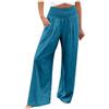 Generic Pantaloncini in lino da donna estivi, elasticizzati, a vita alta, a gamba larga, palazzo, casual, in cotone e lino, slim fit, alla moda, pantaloni lunghi, per la spiaggia e le vacanze, fondo solido