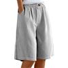 Generic Pantaloncini a righe da donna estivi a quadretti dritti a gamba larga bermuda in finto lino elastico in vita pull on casual larghi pantaloni sportivi da corsa vacanze pantaloni da passeggio, 02 Nero