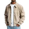 Generic Felpe in velluto a coste da uomo con zip intera giacca in pile camicie da uomo colletto alla coreana giacche calde invernali leggere a maniche lunghe pullover texture strisce felpa cappotti