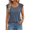 Cicy Bell Camicia da donna con maniche in pizzo, blusa con scollo rotondo, T-shirt elegante, top a tunica., Blu mare, XXL